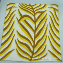Yellow Square Lumbar Pillow Cover with Leaf Pattern